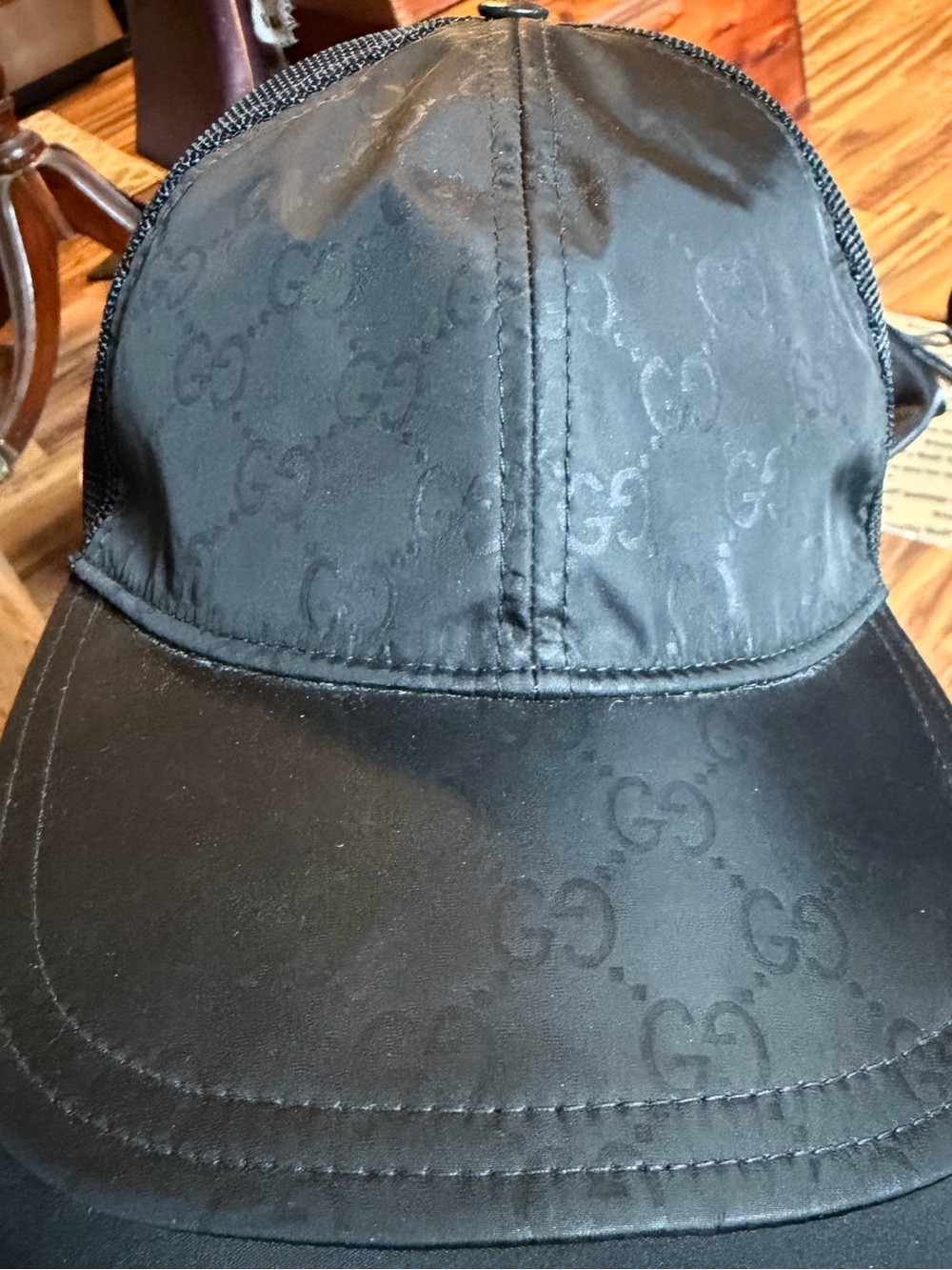 Gucci Black Monogram Baseball Cap